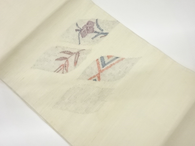 JAPANESE NAGOYA OBI FOR SUMMER / WOVEN ABSTRACT RHOMBUS